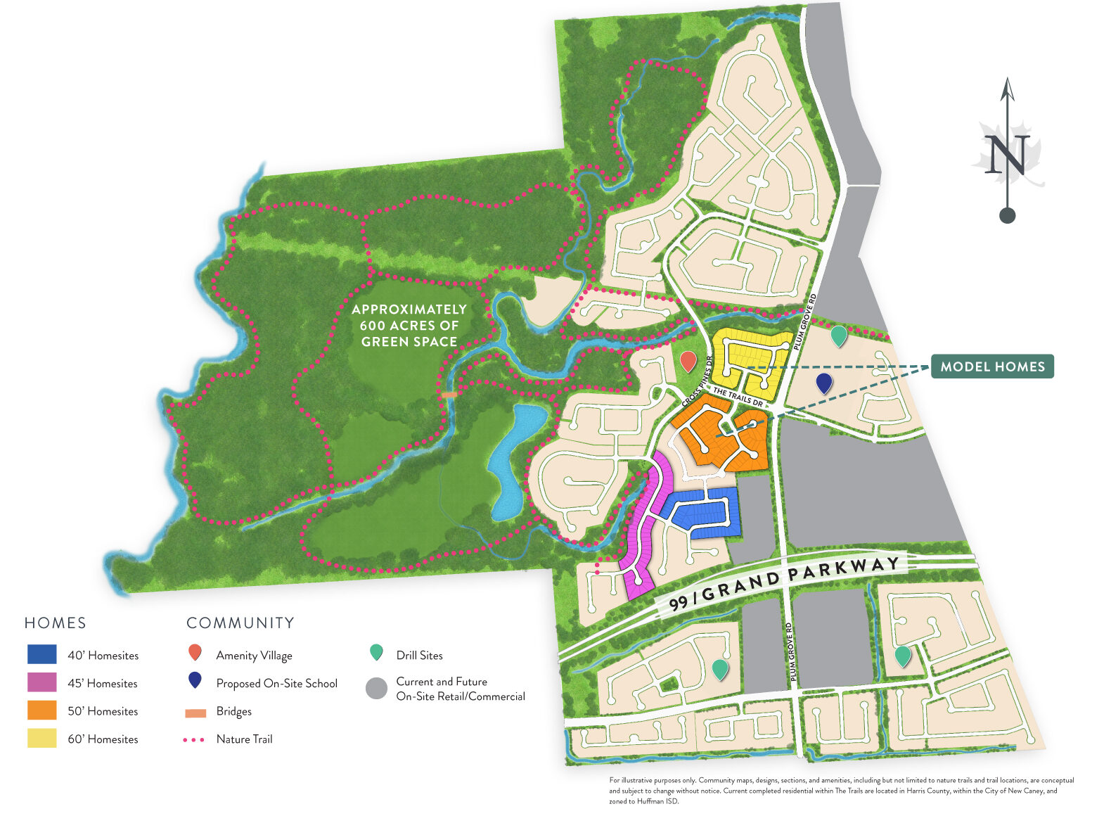 new home community site plan from upper. $200s- The Trails site plan